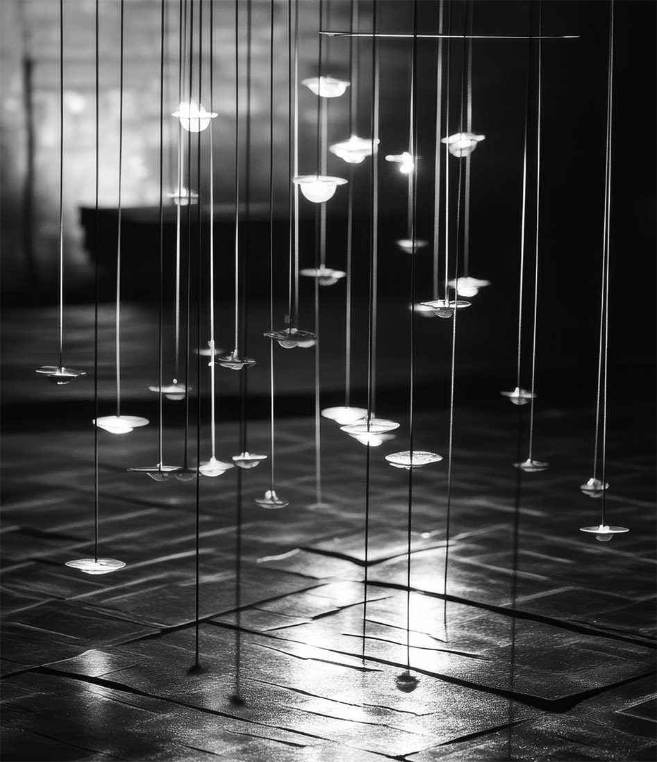 Illuminated art piece with rods