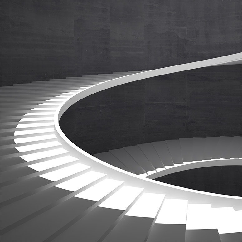 Spiral staircase with curved design